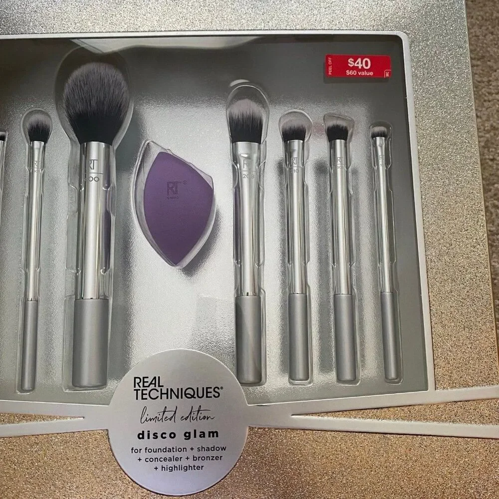 Real Techniques Disco Glam Brush Set Makeup Brushes Make Up Face Skin MUA NEW
